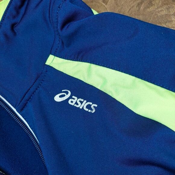 Girl's Asics Running Track Jacket Blue with Green Large 14-16 - Picture 9 of 10